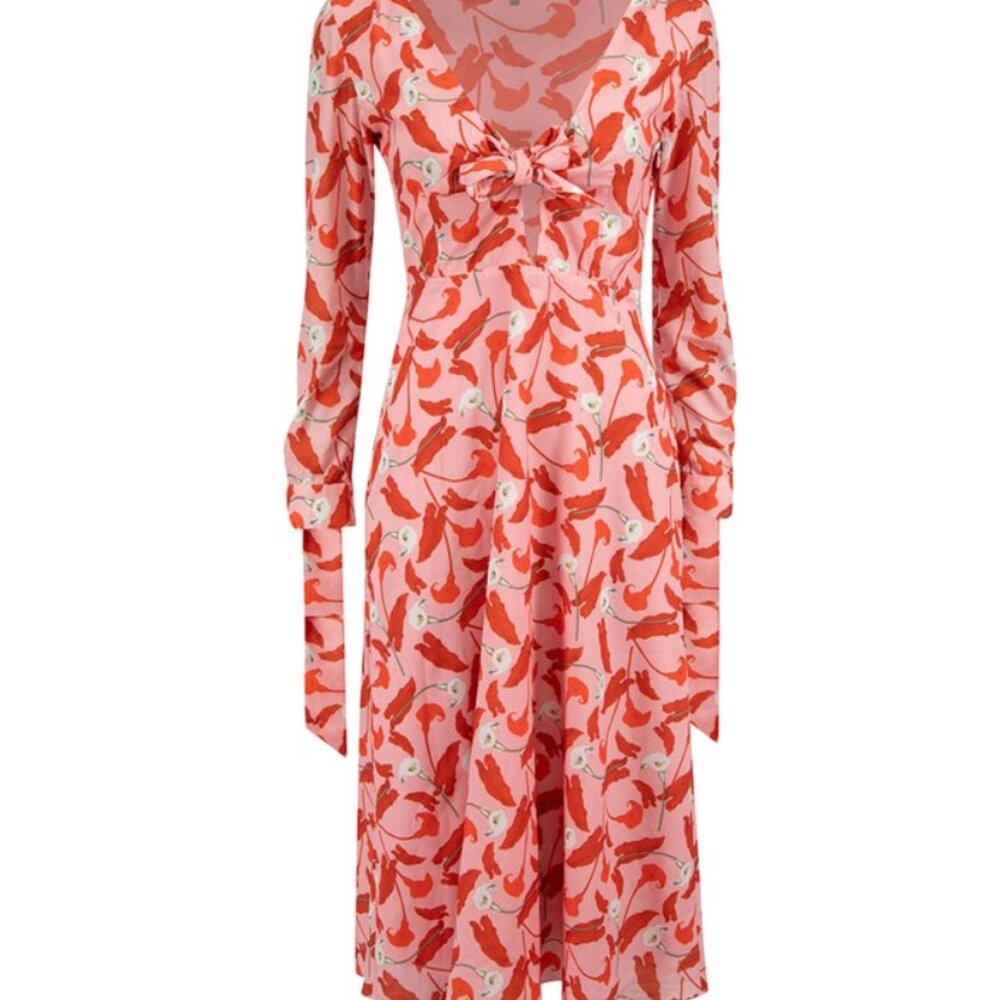 Borgo De Nor Long sleeve tie front dress size  UK 6 US 2